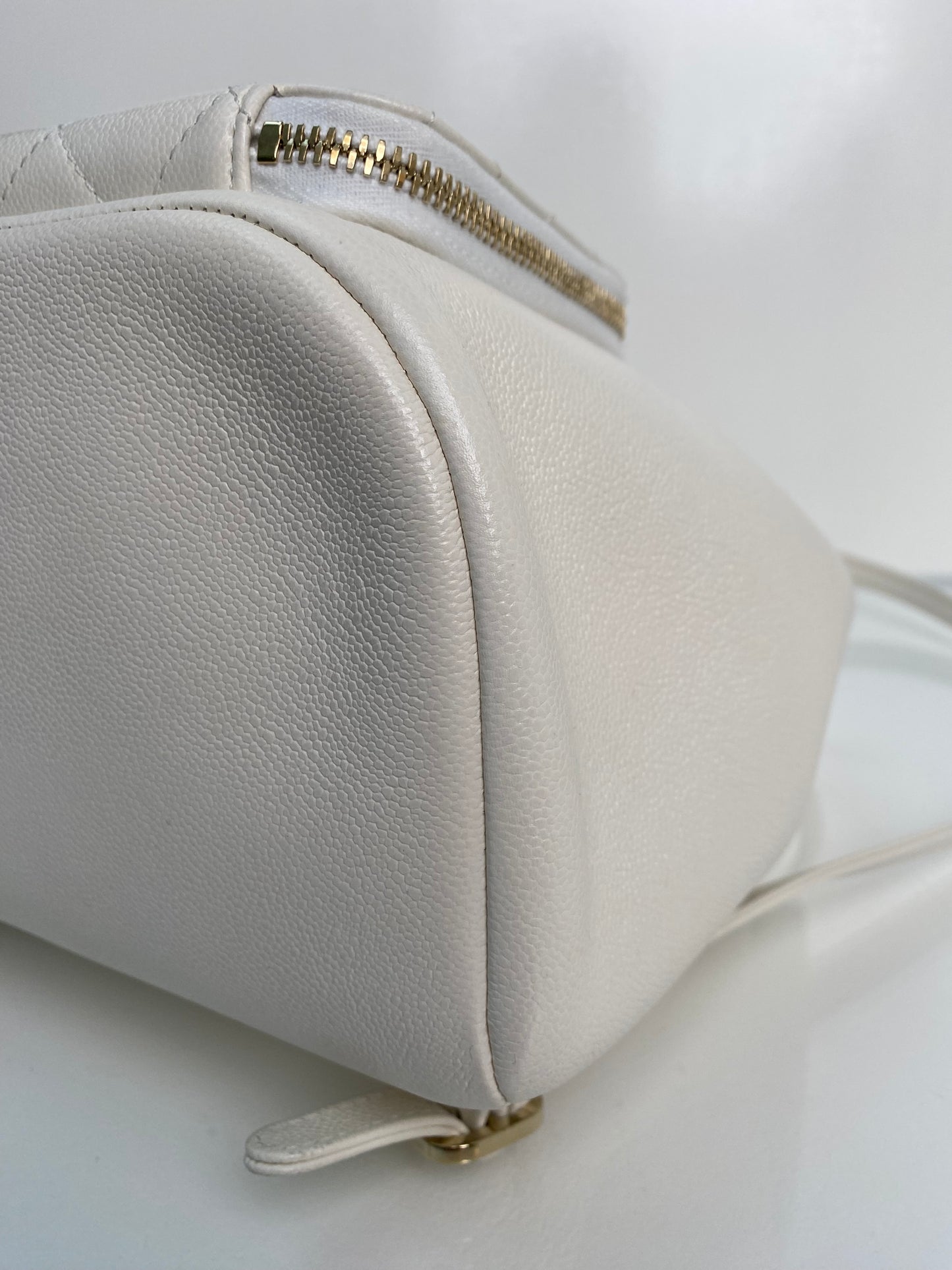 Chanel Business Affinity White Caviar Quilted Backpack GHW