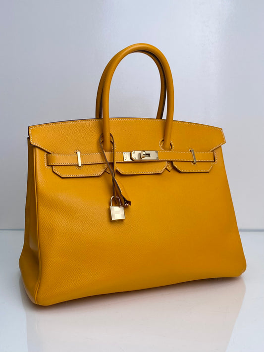 Hermes Birkin 35 Jaune Epsom GHW #P Square