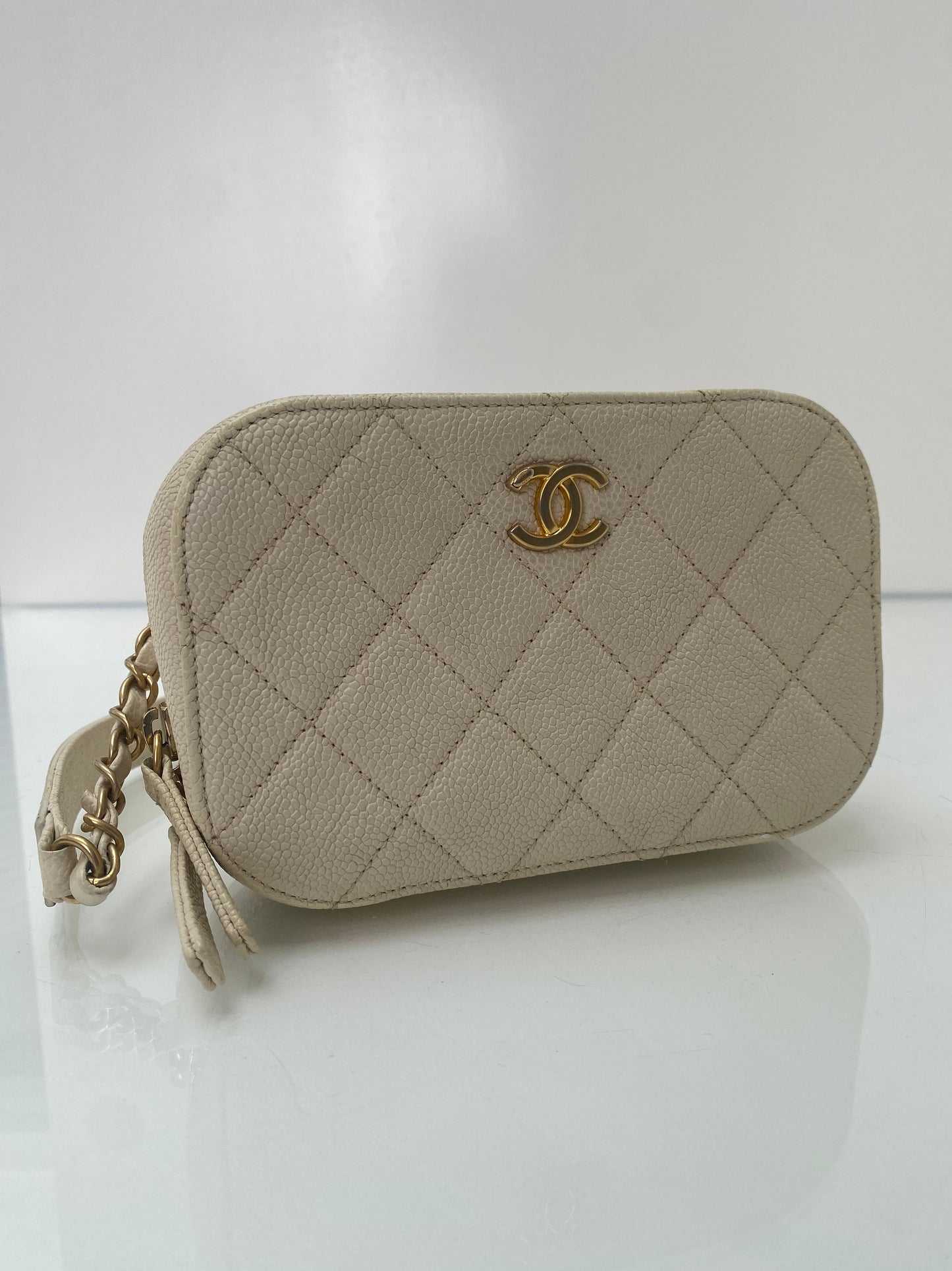 Chanel Cream Caviar Camera Bum Bag GHW
