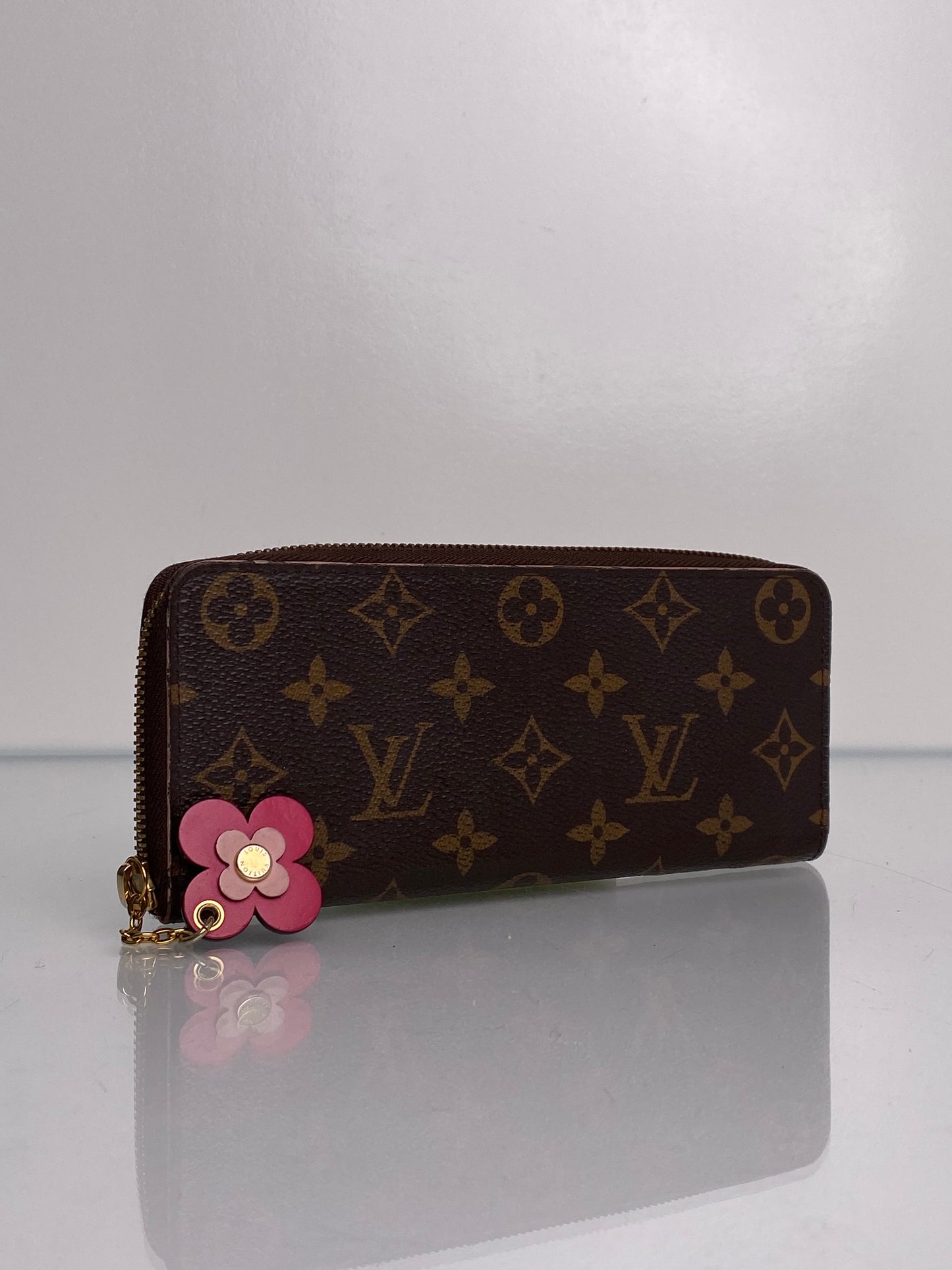 Louis Vuitton Monogram & Pink Flower Zippy Wallet