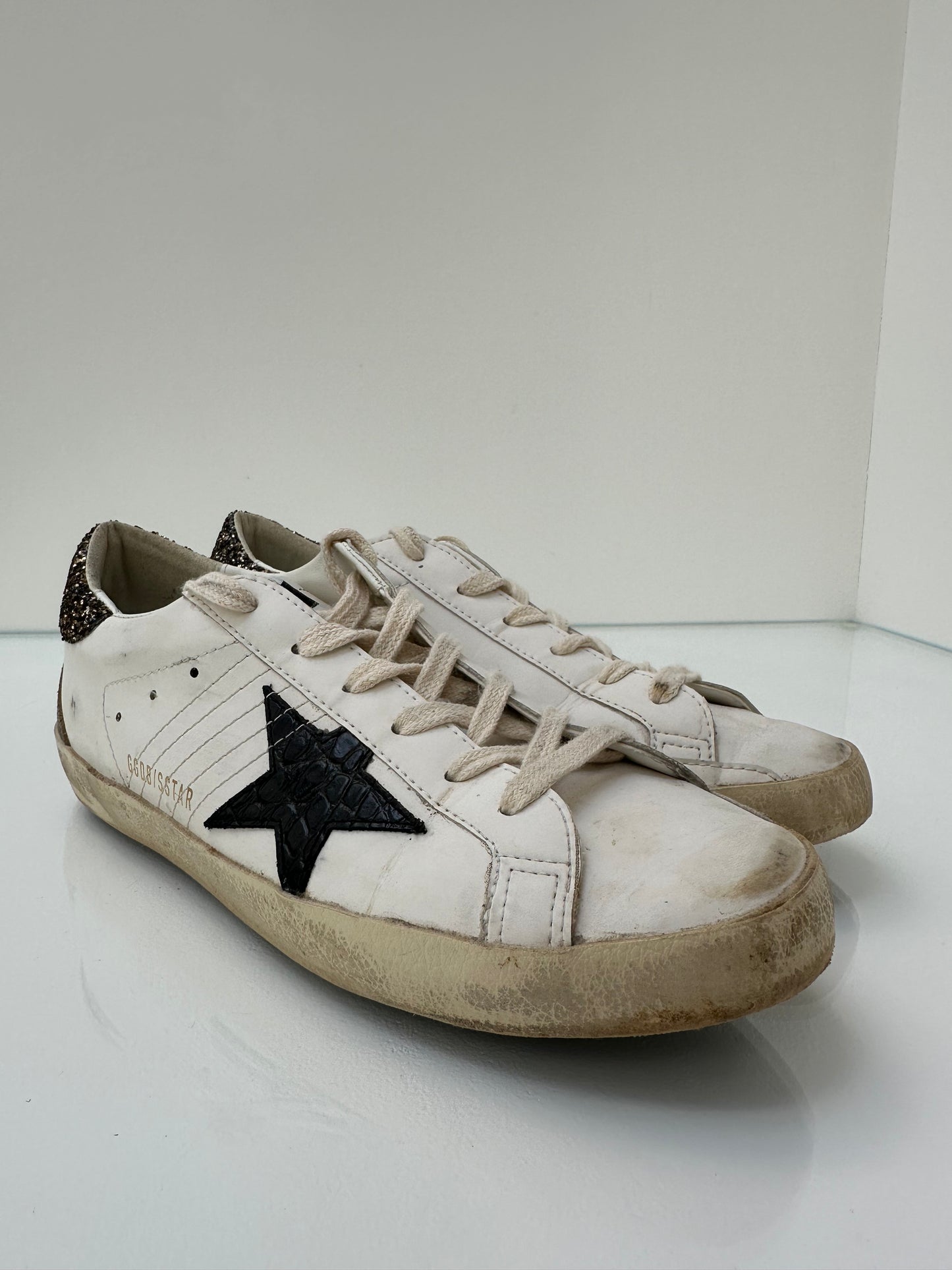 Golden Goose White Leather Superstar Sneakers, 38