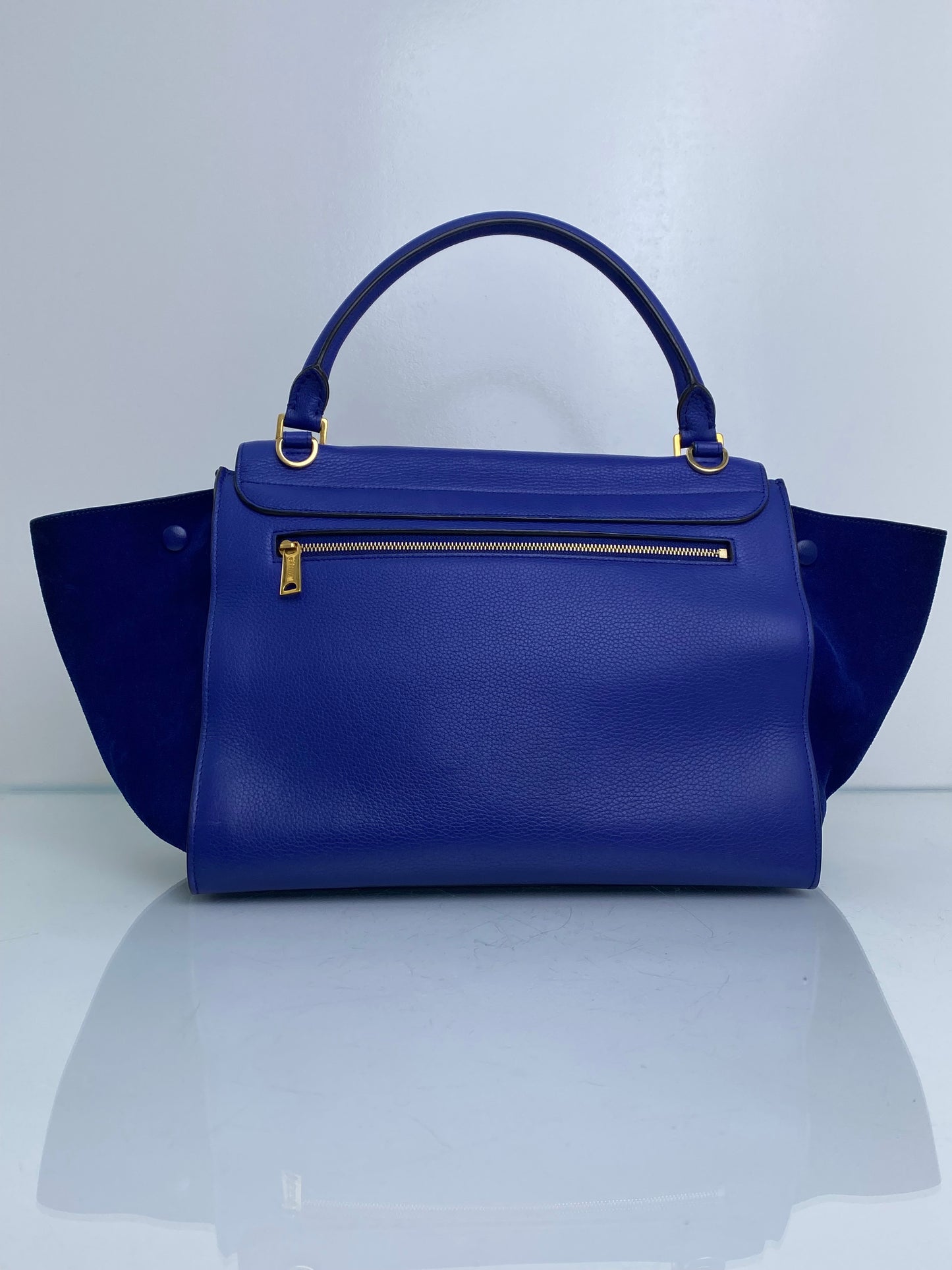 Celine Royal Blue Calfkin Leather Medium Trapeze Bag GHW