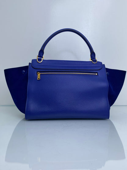 Celine Royal Blue Calfskin Leather Medium Trapeze Bag GHW
