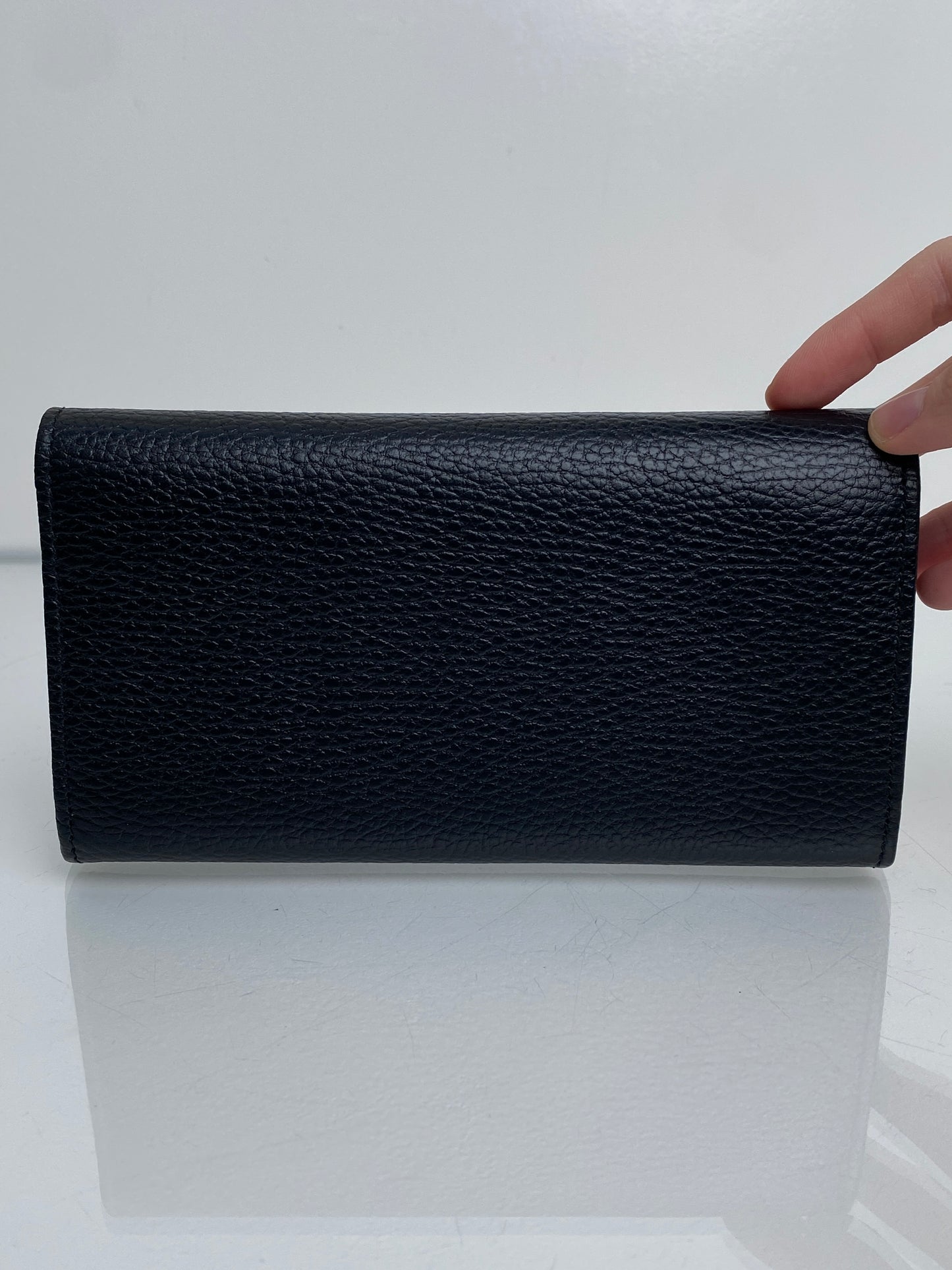 Gucci Black GG Marmont Continental Wallet GHW