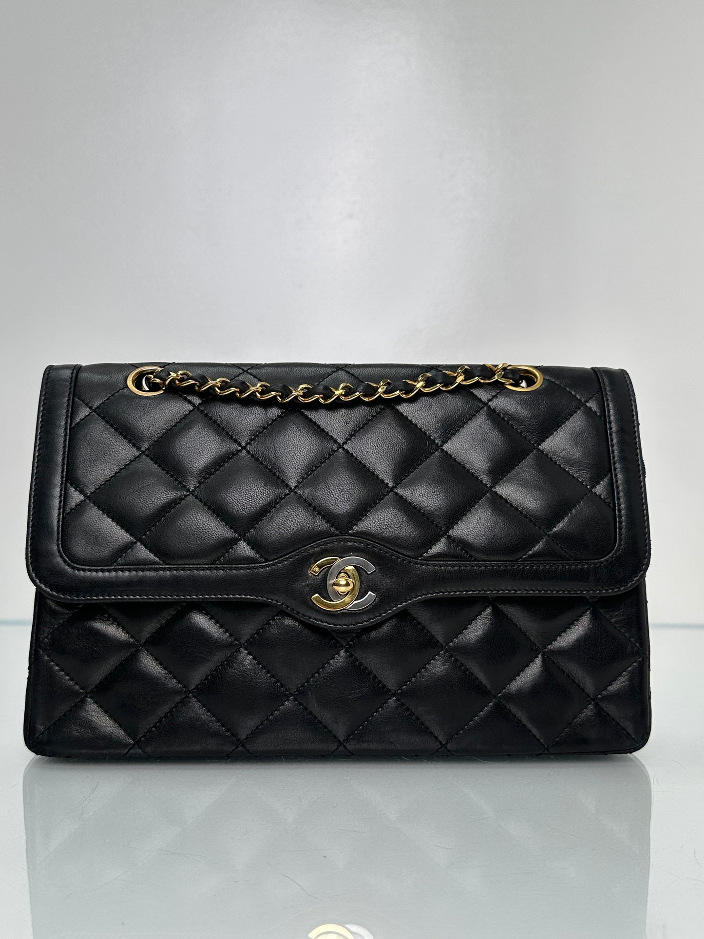 Chanel Black Paris Lambskin Double Classic Flap Bag 24k GHW #33