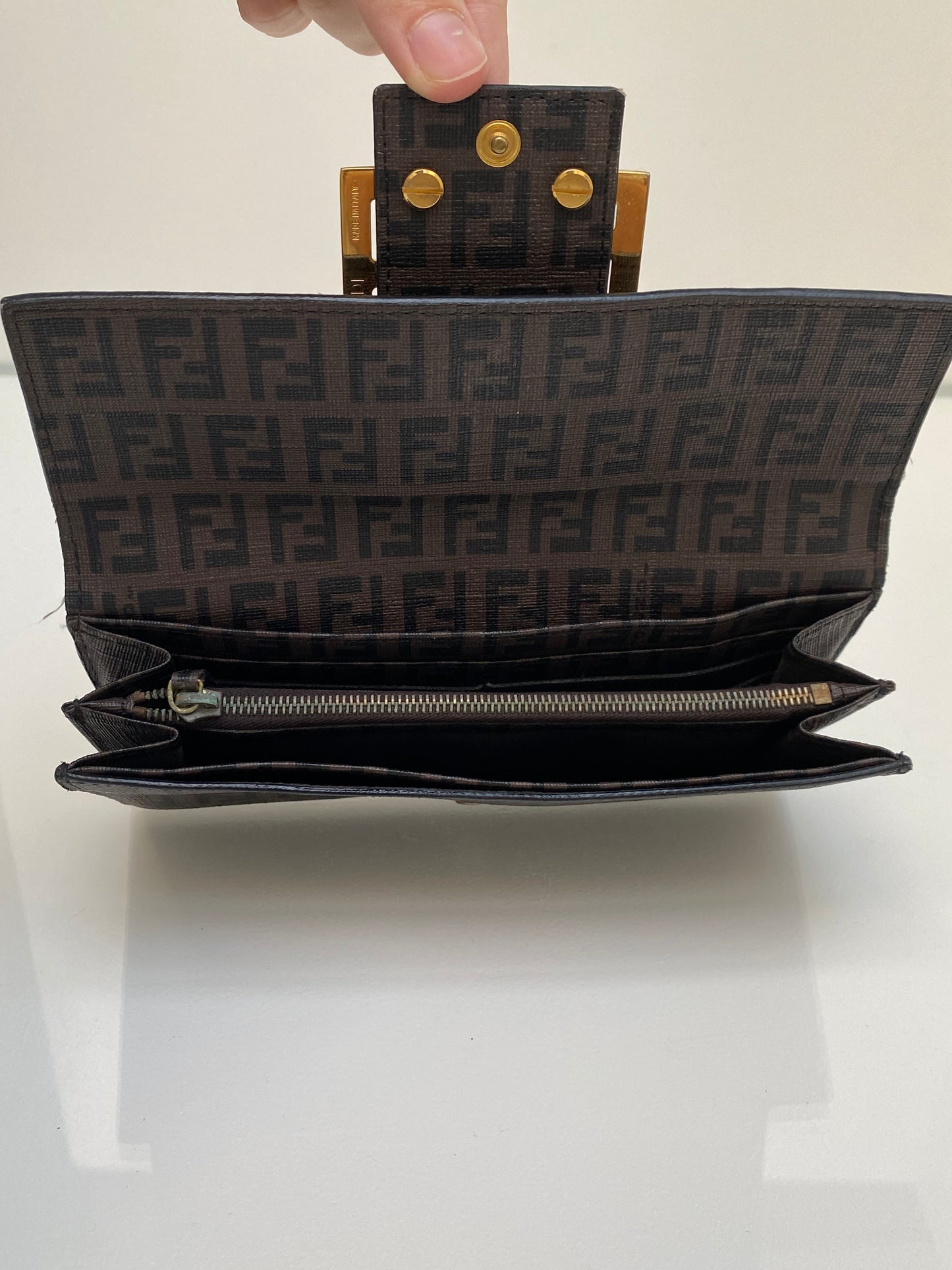 Fendi Dark Brown  Zucca Print Long FF Wallet