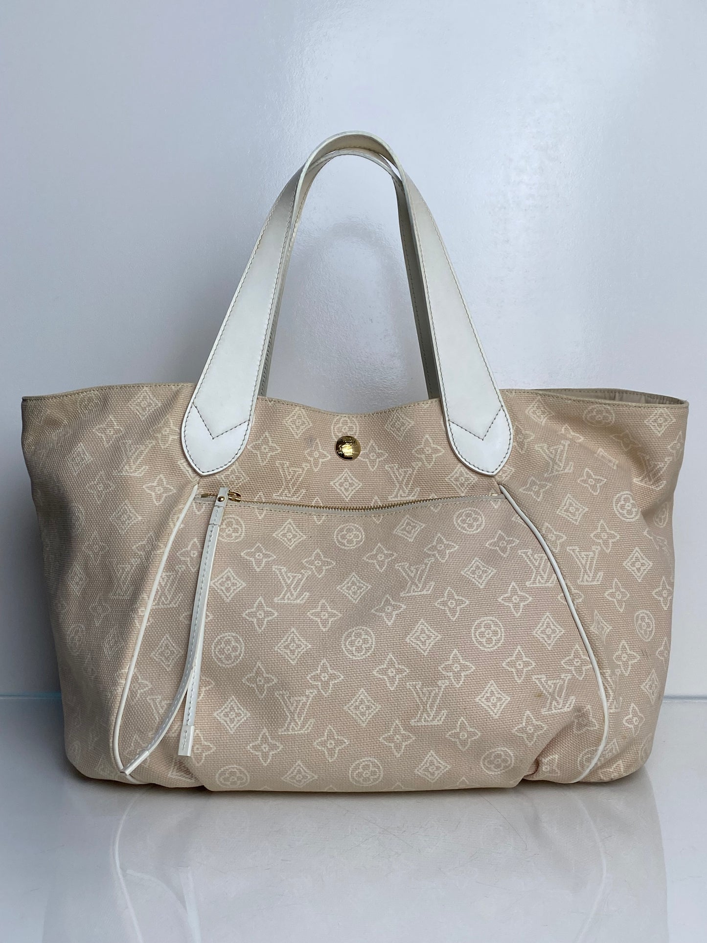 Louis Vuitton Tan & Cream Cabas Ipanema Monogram GM Tote Bag