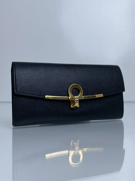 Salvatore Ferragamo Black Logo Wallet GHW