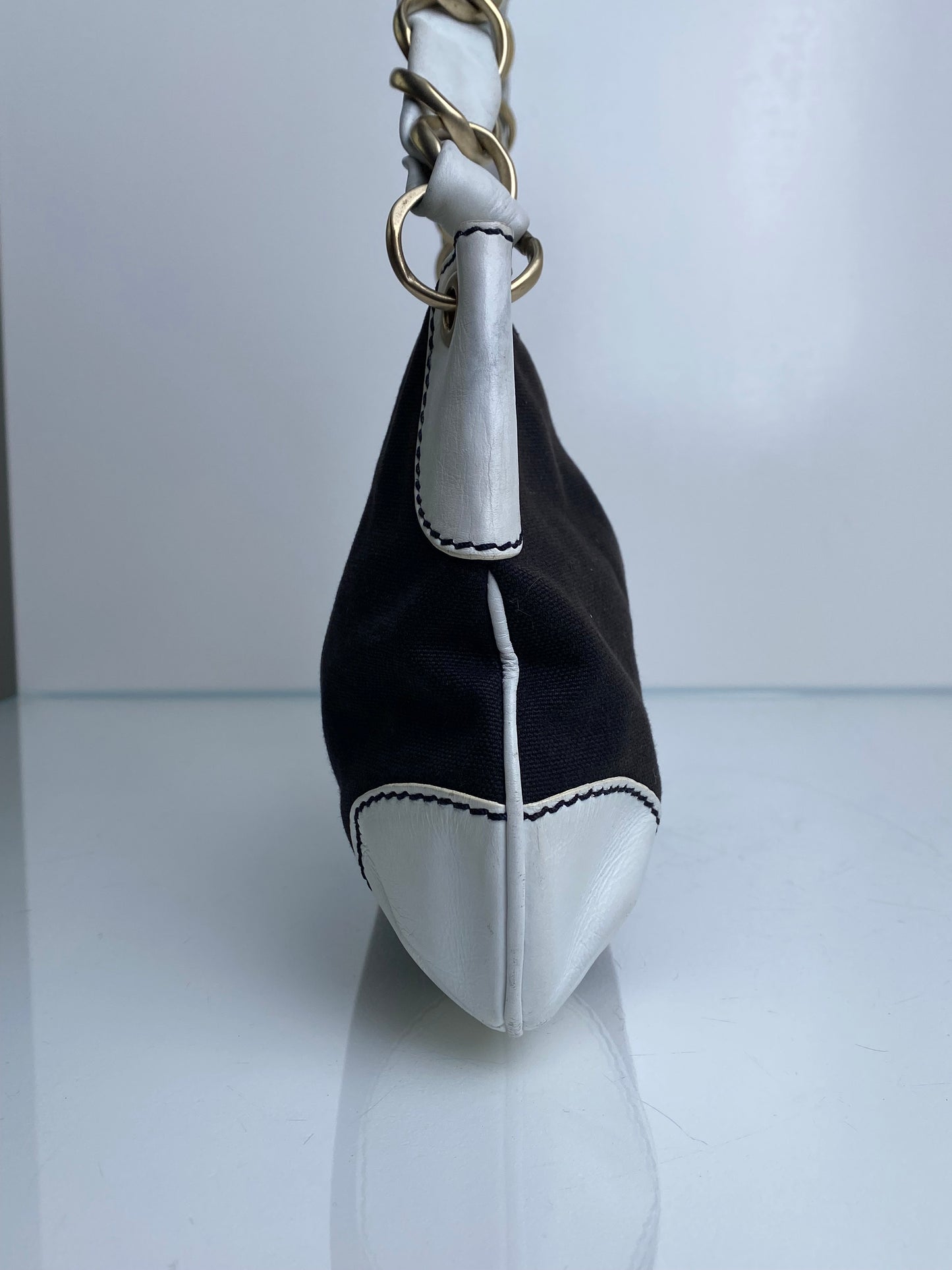 Chanel Black Olsen Canvas Shoulder Bag GHW