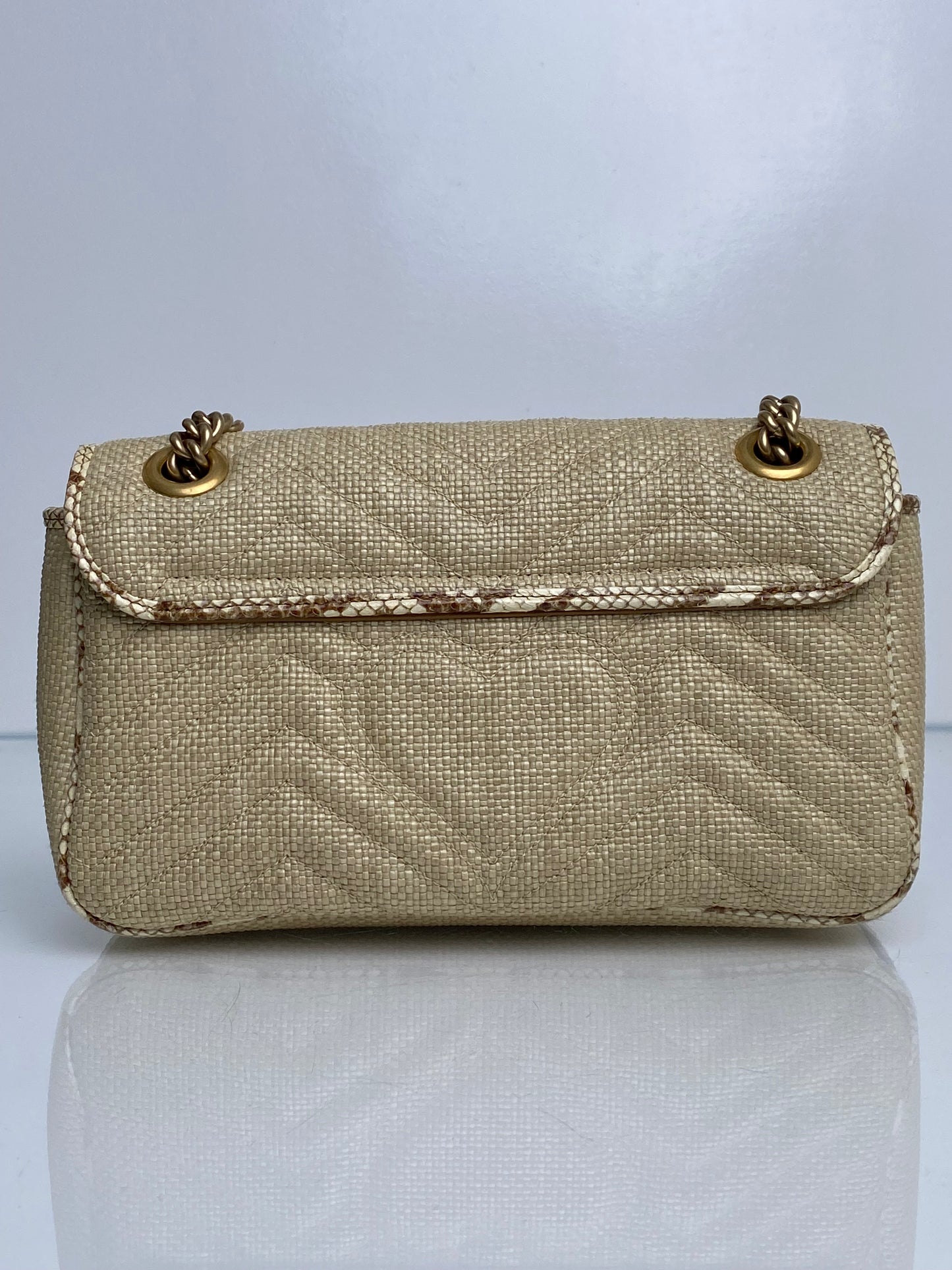 Gucci Marmont Small Raffia and Snakeskin GHW