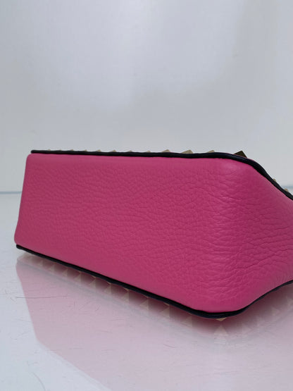 Valentino Pink Rockstud Grainy Calfskin Crossbody Bag GHW