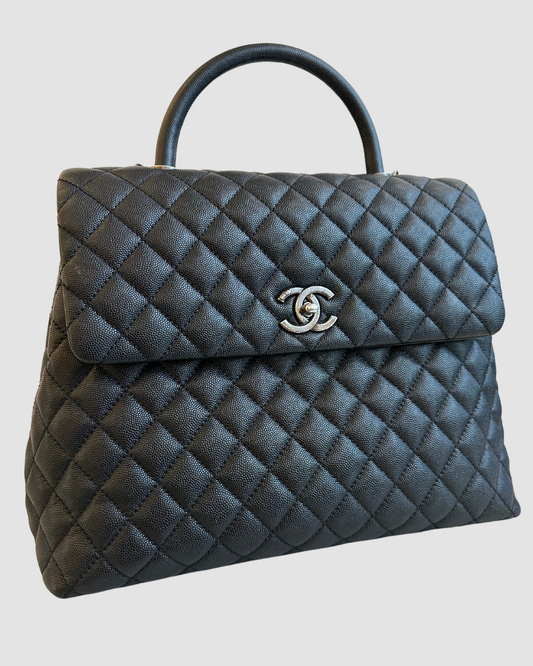 Chanel Black Caviar Leather Coco Top Handle SHW