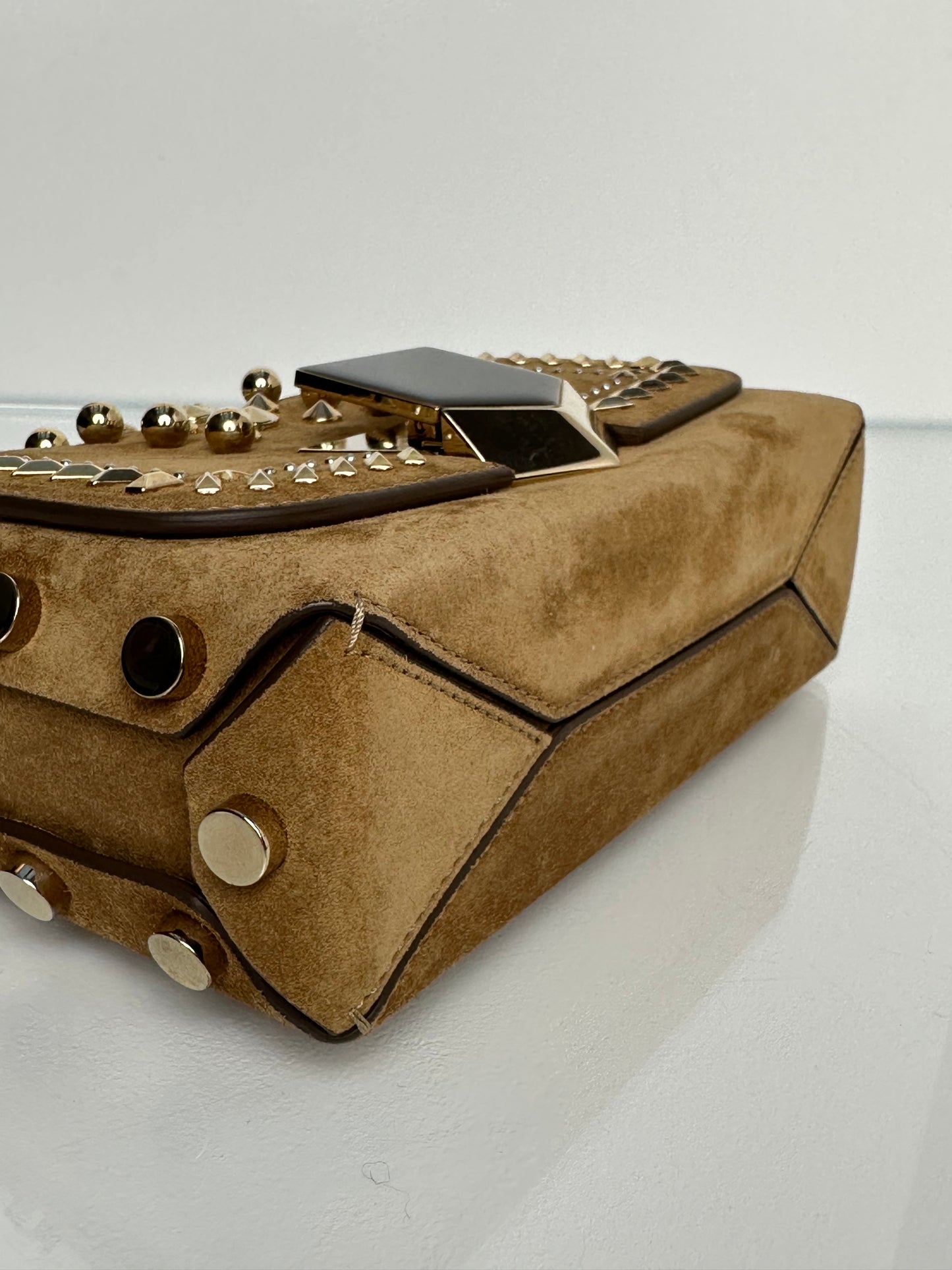 Jimmy Choo Camel Studded Lockett Bag GHW