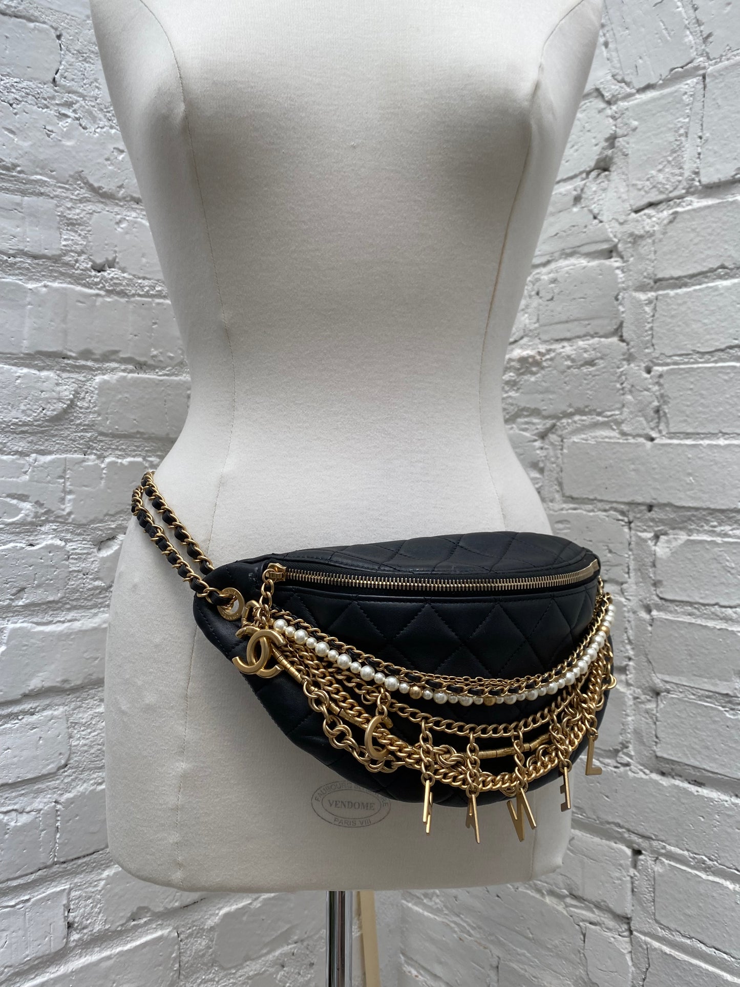 Chanel All About Chains Black Leather Bum Bag