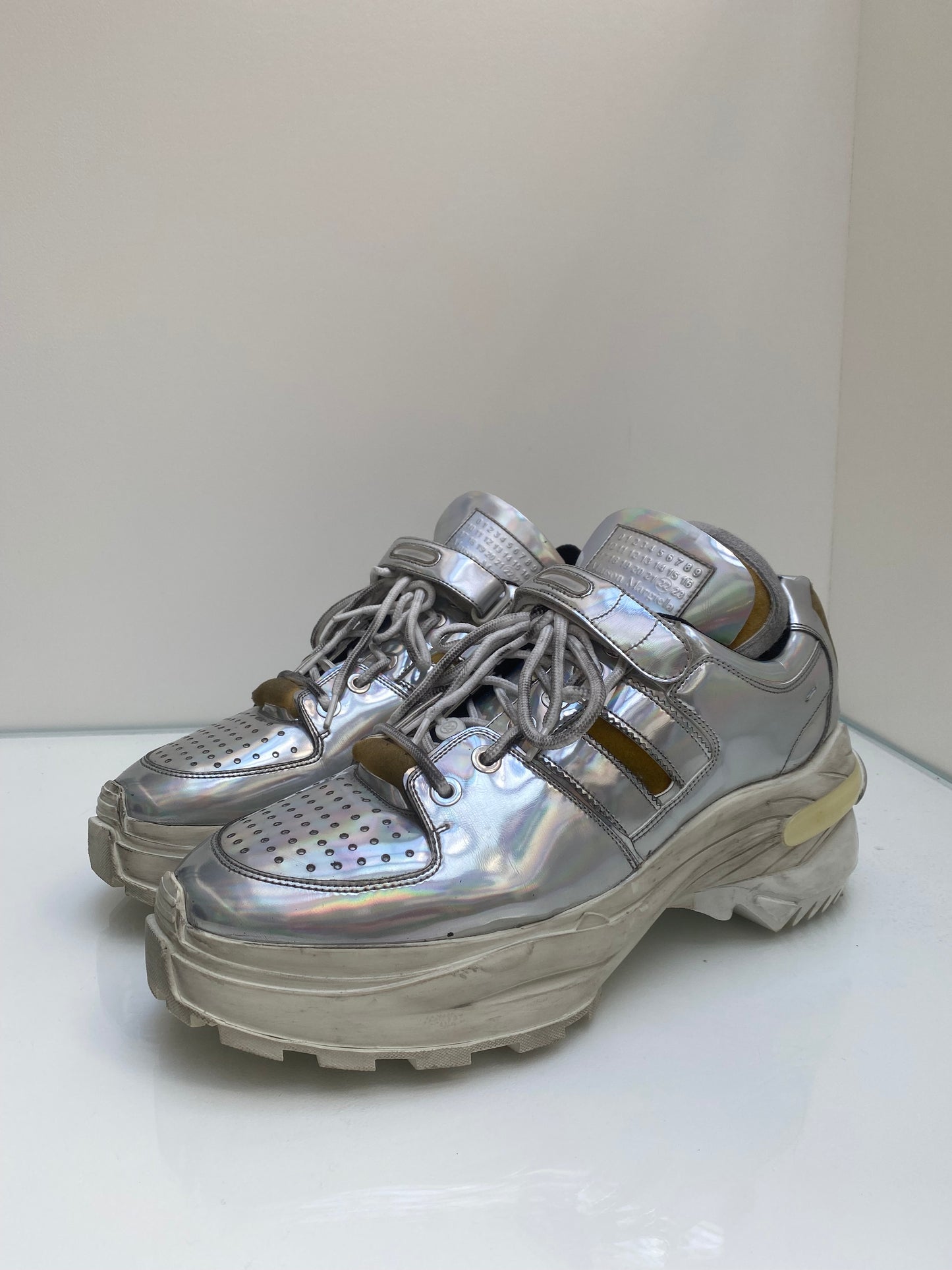 Maison Margiela Silver Metallic Sneakers, 46