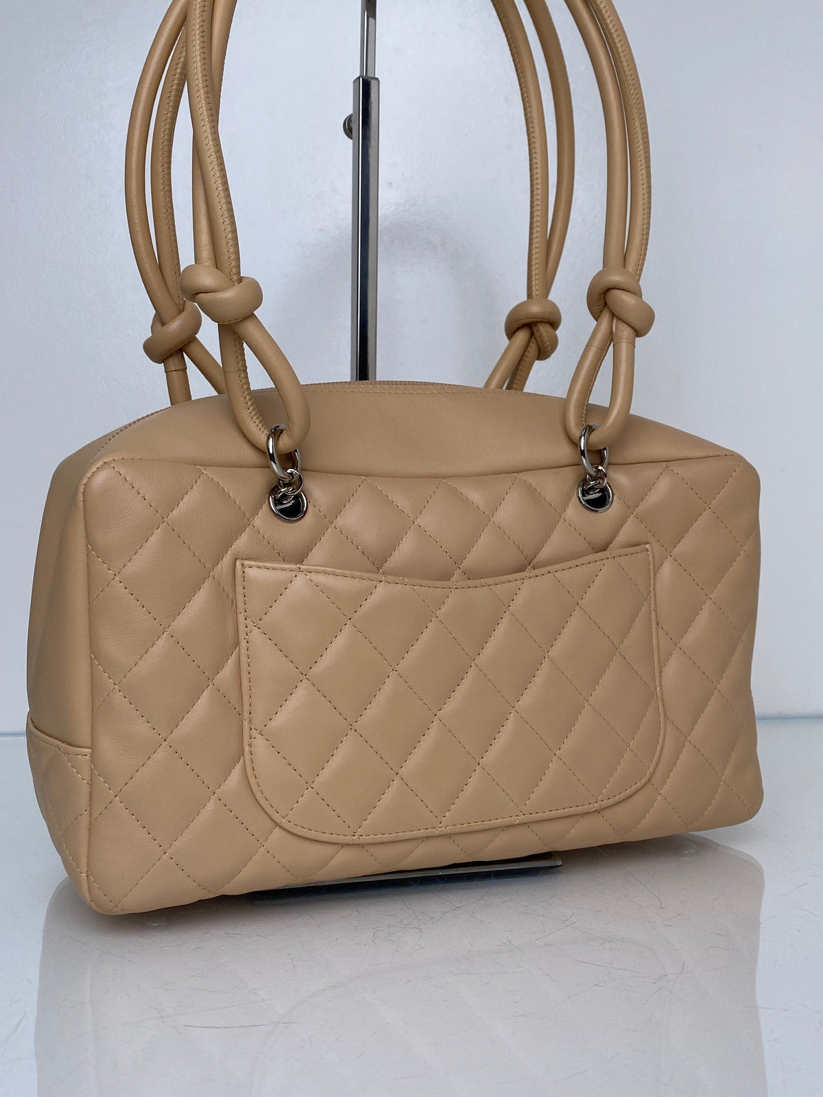 Chanel Nude Lambskin Cambon Bowler Bag SHW#10