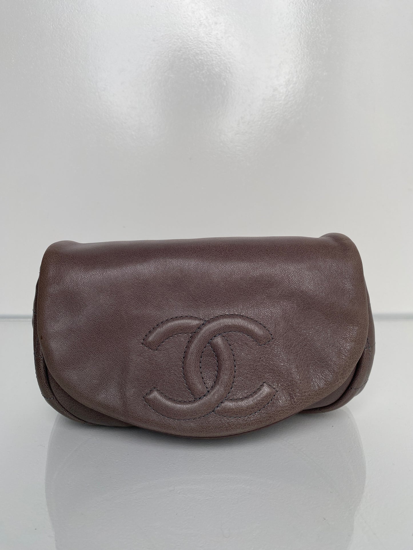 Chanel WOC Half Moon Gray Taupe Lambskin SHW