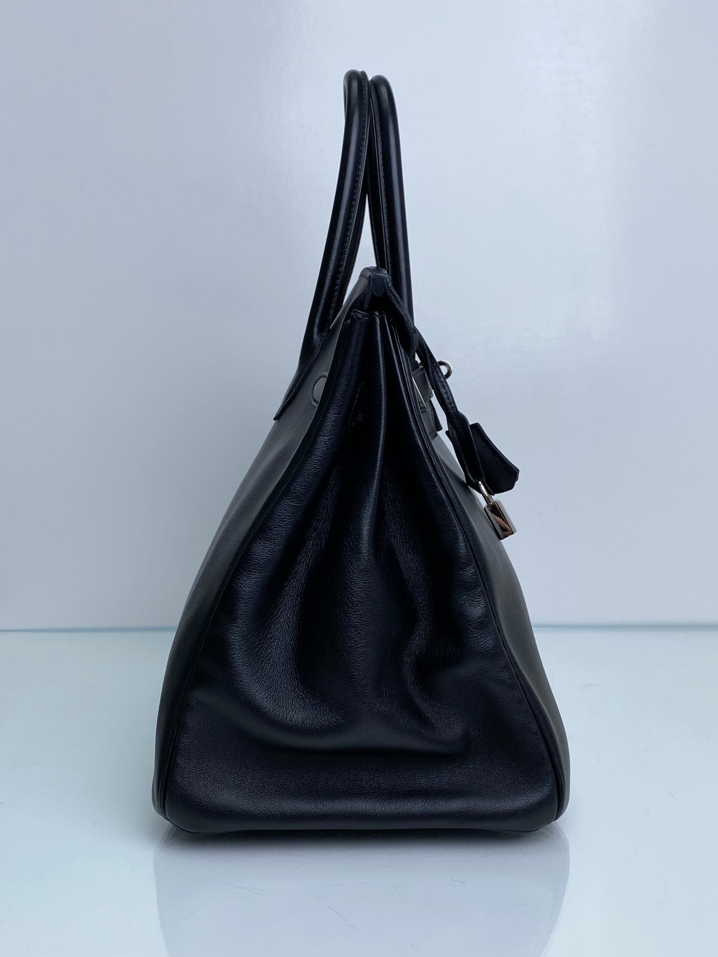 Hermes Birkin 35 Black Evercalf PHW #B