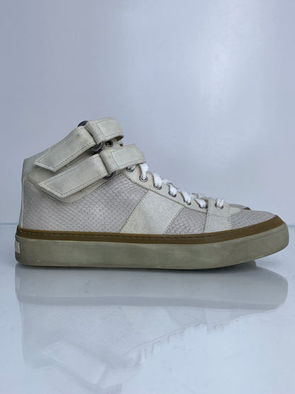 Jimmy Choo Men’s Cream & White Snakeprint High Top Sneakers, 43.5