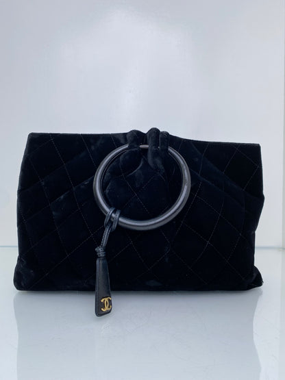 Chanel Vintage Black Velvet Tote Bag GHW