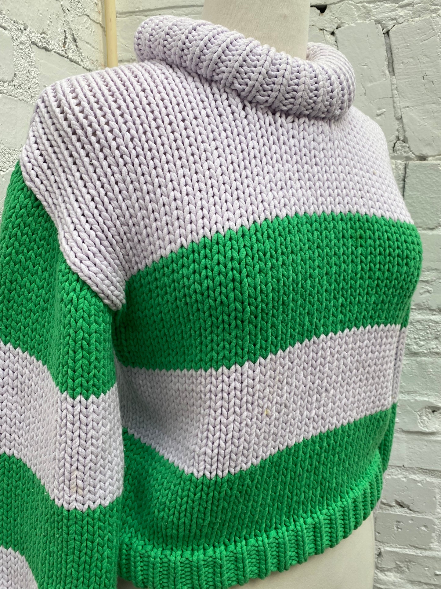 Tibi Lavender & Green Knit Sweater, XXS