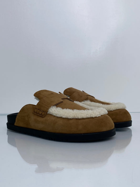 Hermes Go Mules Tan Shearling 41