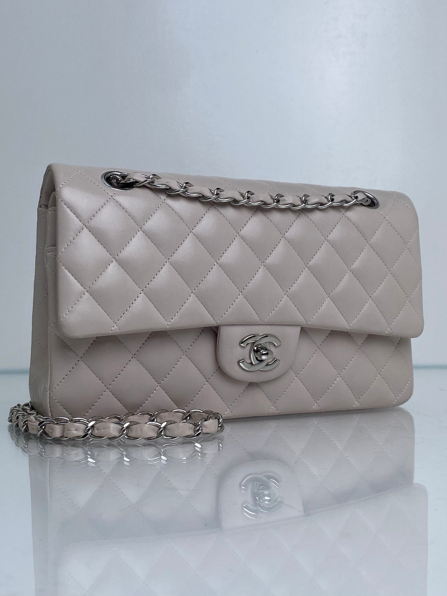 Chanel Lilac / Light Pink Quilted Lambskin Double Flap Medium Bag SHW #14