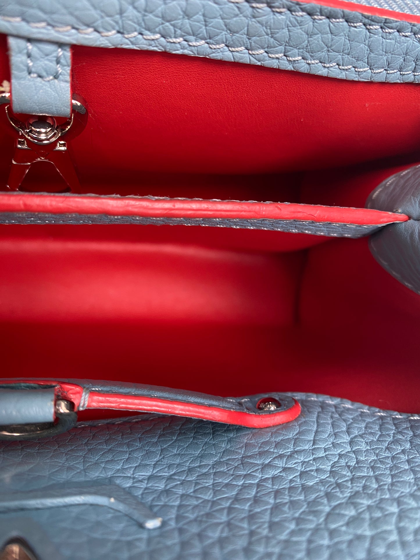 Louis Vuitton Blue & Coral Capucine MM Bag SHW