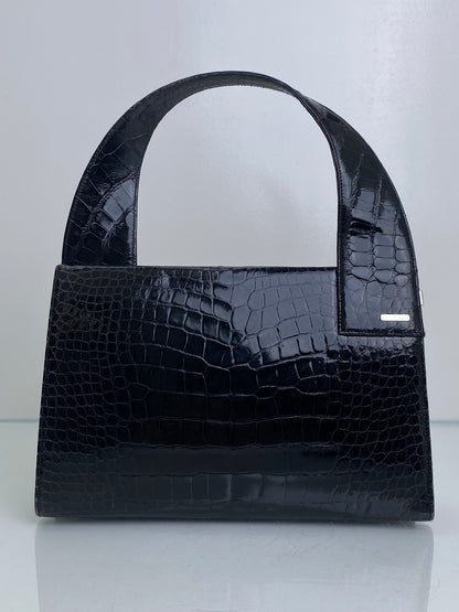 Gucci Vintage Black Crocodile Shoulder Bag SHW
