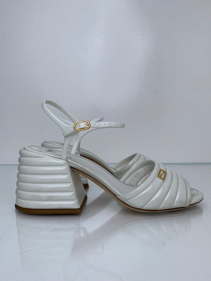 Fendi FF White Platform Heels, 39
