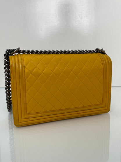 Chanel Medium Yellow Lambskin Boy Bag RHW #20