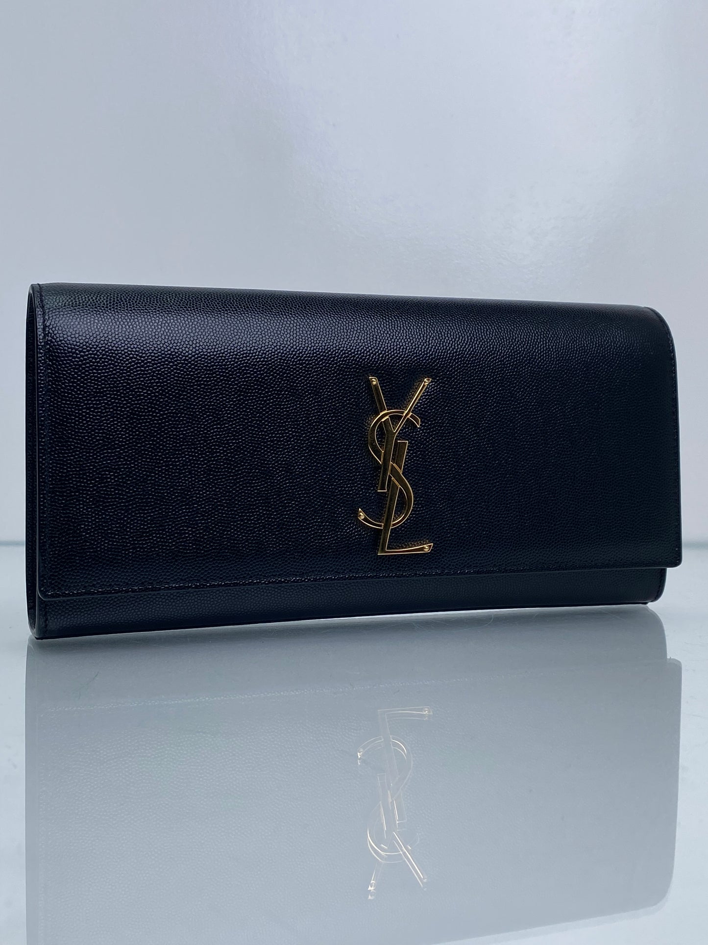 Saint Laurent Black YSL Logo Clutch GHW