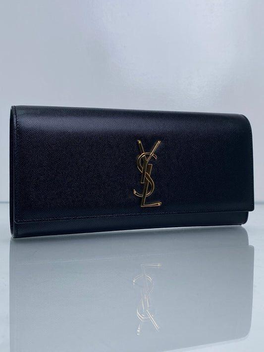 Saint Laurent Black YSL Logo Clutch GHW