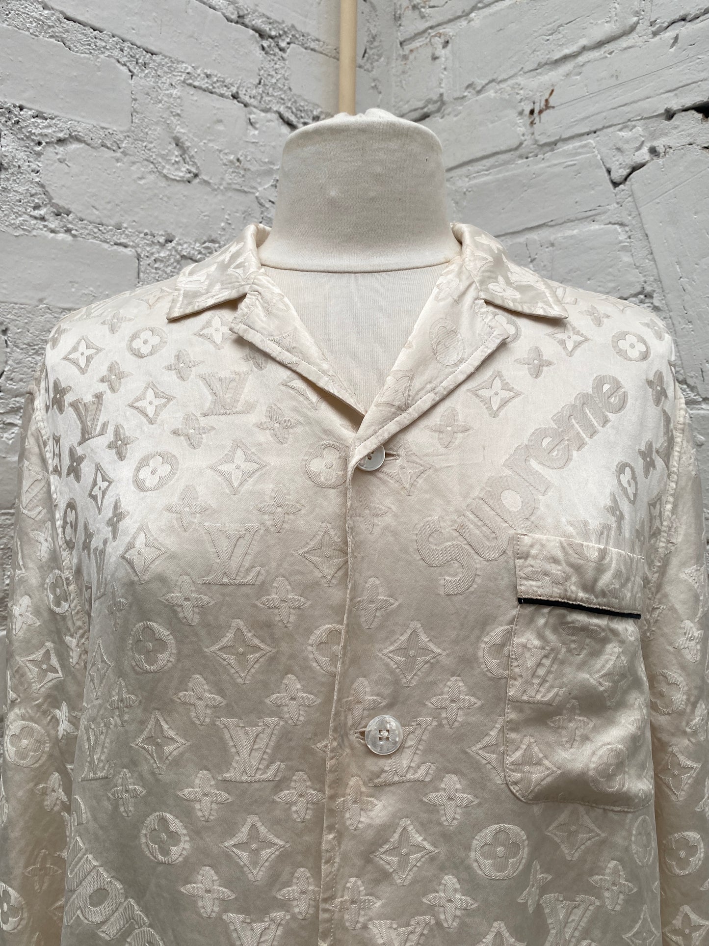 Louis Vuitton X Supreme Cream Monogram Pajamas, L / 50