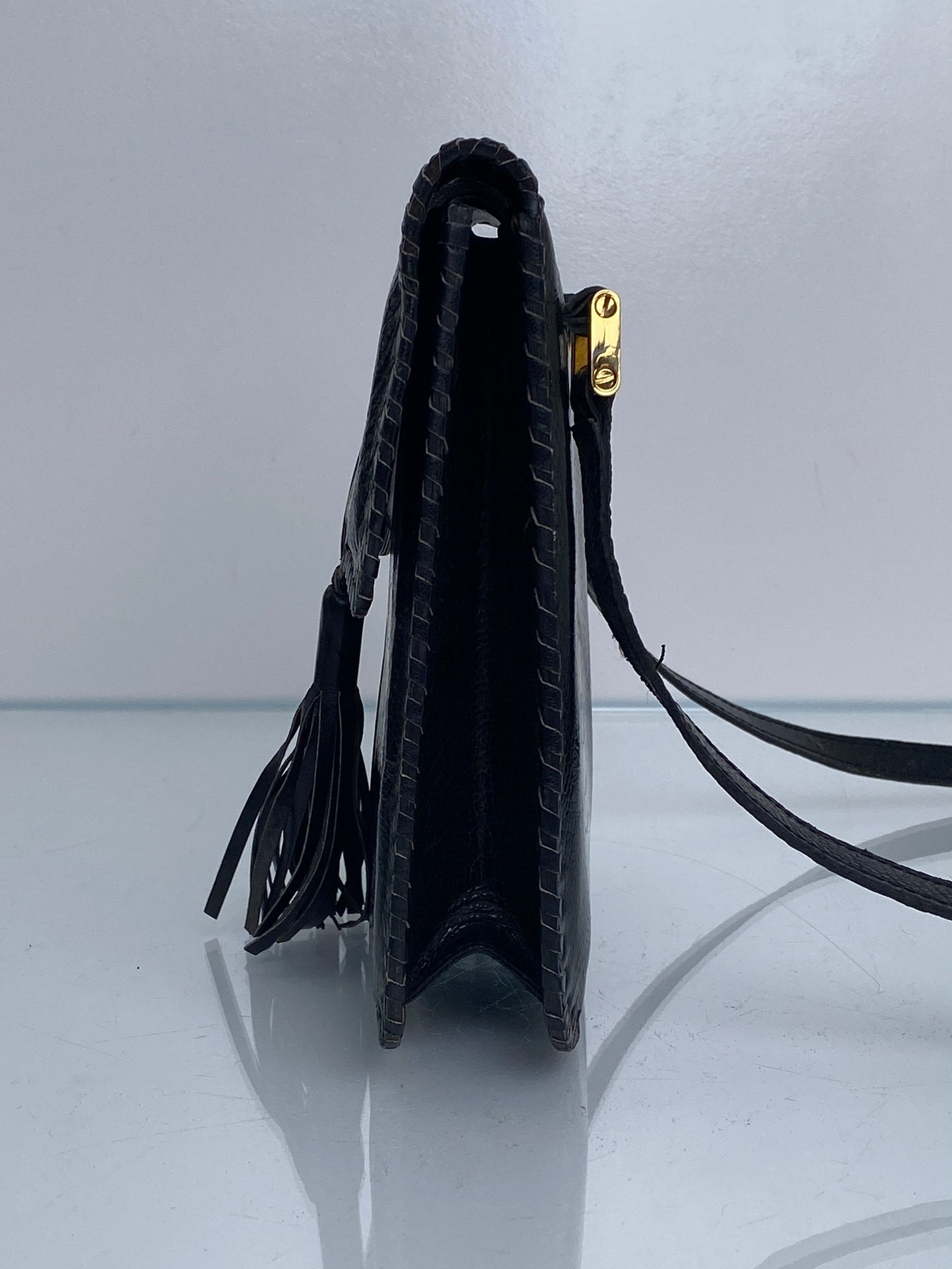 Saint Laurent Vintage Exotic Tassel Crossbody Bag, As is