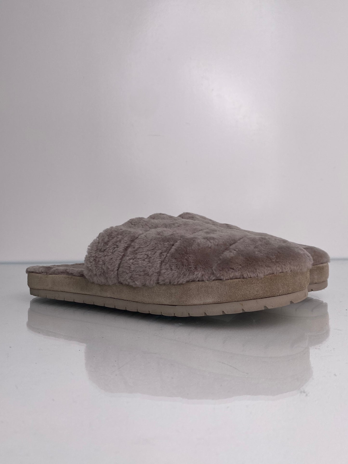 Vince Grey Fur Slippers, 8