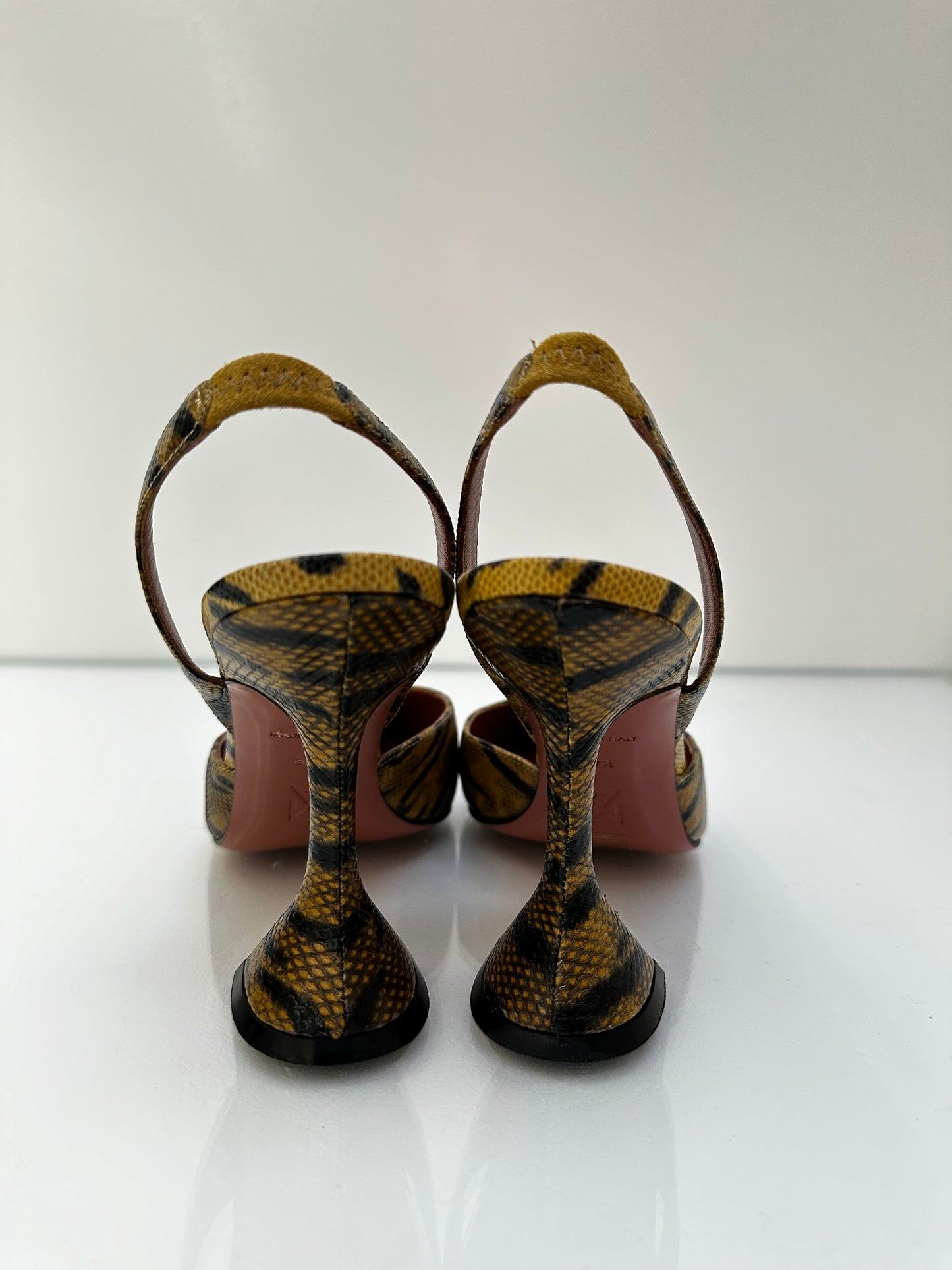 Amina Muaddi Tiger Print Heels, 37.5