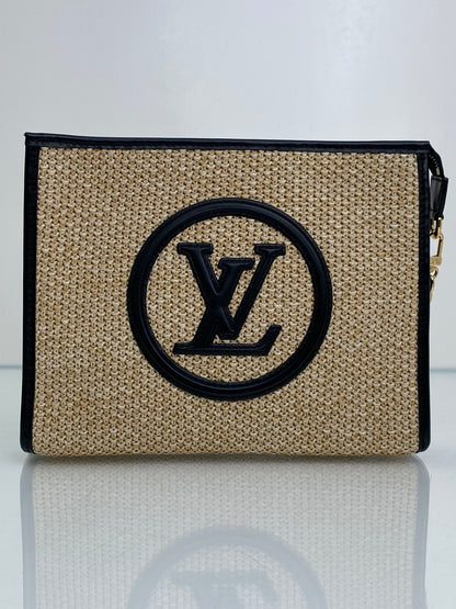 Louis Vuitton Tan & Black Raffia Toiletry Pouch On Chain GHW