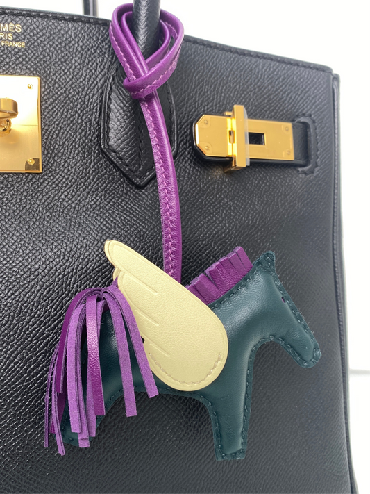 Hermes Pegase Charm PM Noir/Violet/Jaune Milton