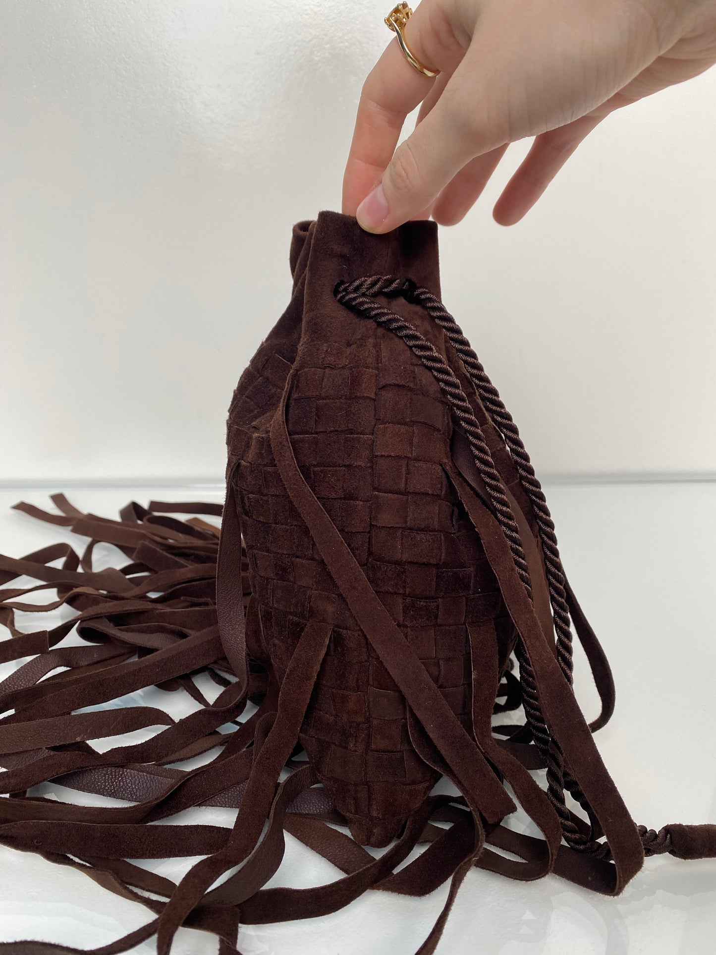 Bottega Veneta Brown Suede Fringe Bag