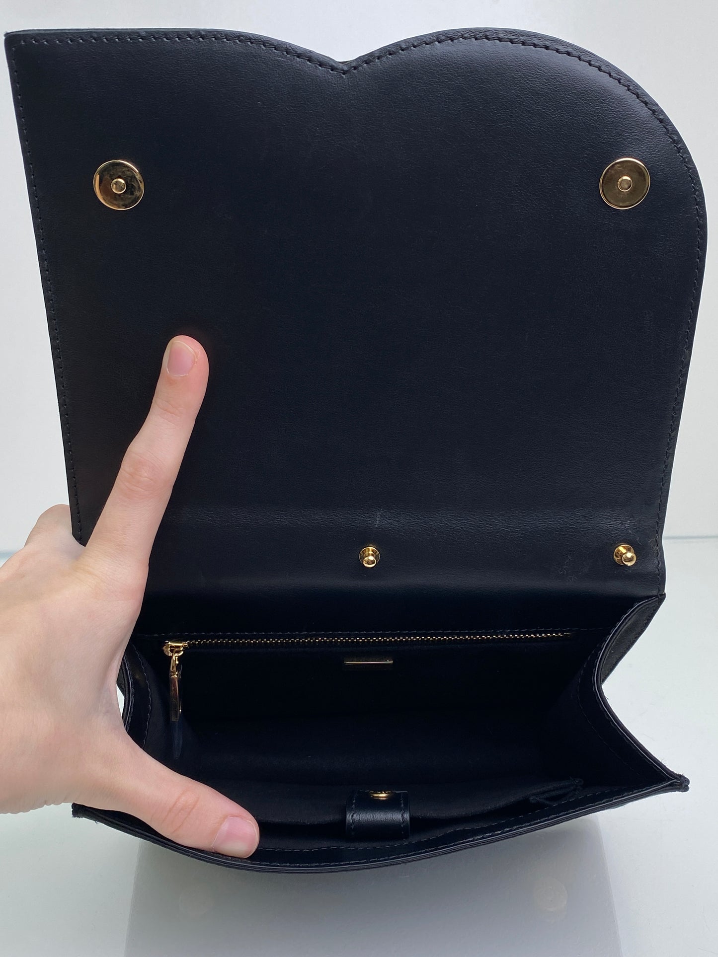 Dolce & Gabbana Black Crystal Logo Satin Clutch GHW