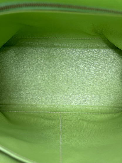 Hermes Kelly 32 Vert Cru, Jaune, and Blue Thalassa Clemence GHW #G