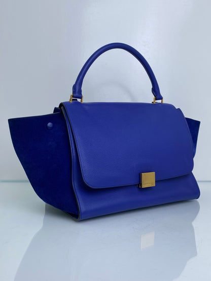 Celine Royal Blue Calfskin Leather Medium Trapeze Bag GHW
