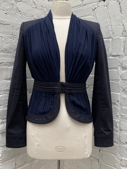 Zac Posen Navy Pleated Blazer, 2