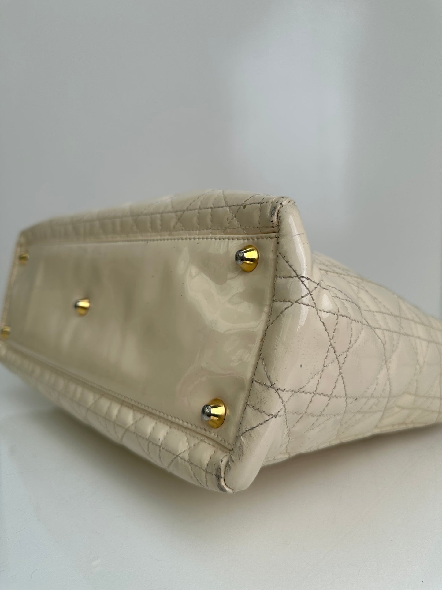 Dior Vintage Cream Cannage Large Lady Dior Bag GHW