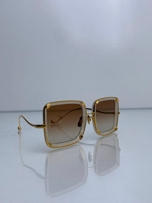 Anna Kara Karlsson White Moon Mixed-Media Square Sunglasses