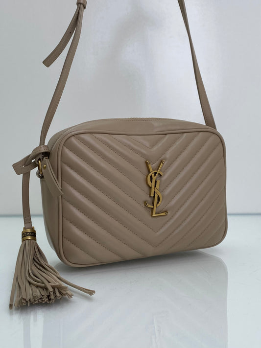 Saint Laurent Tan Lou Lou Crossbody Bag GHW