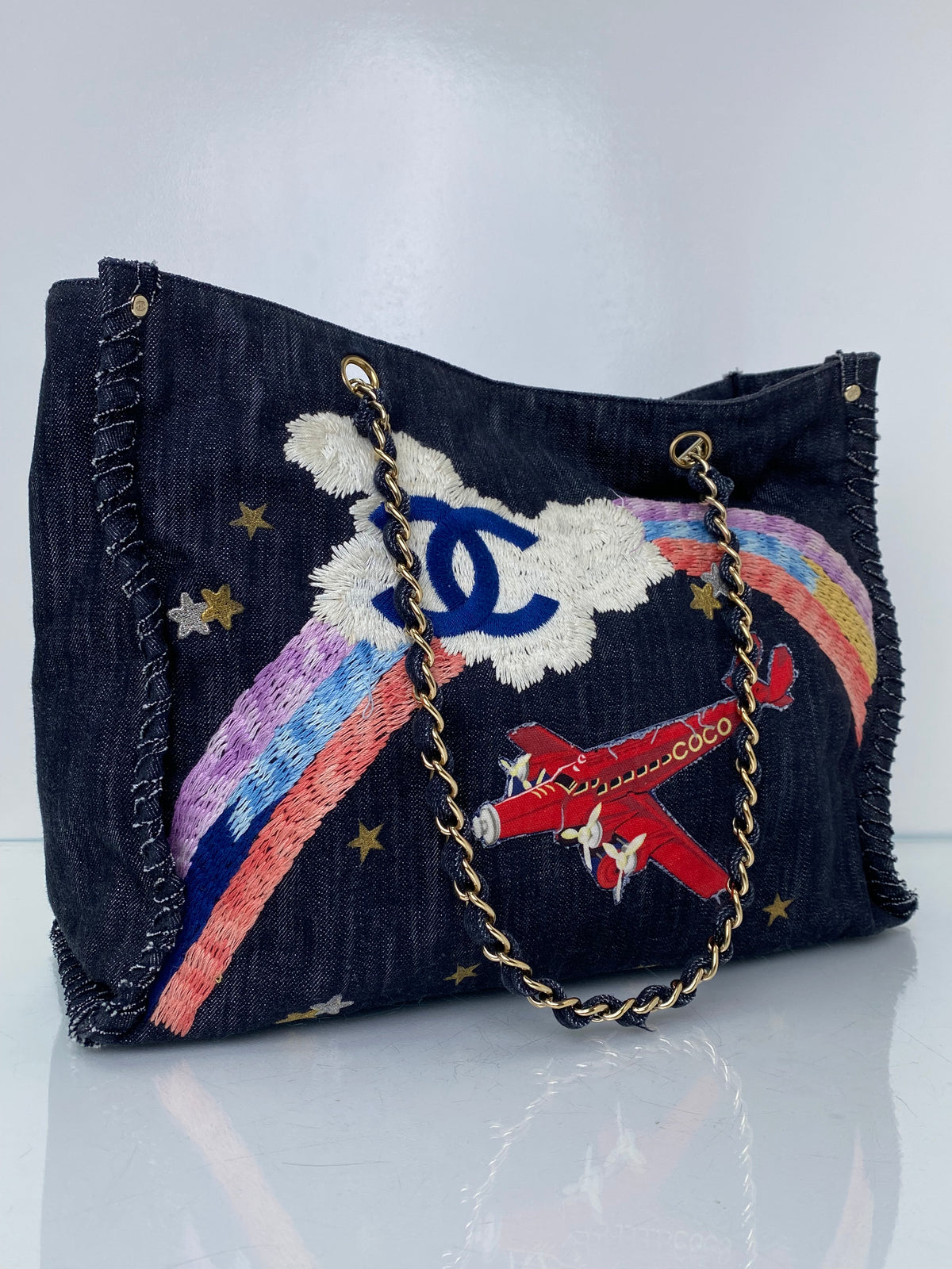 Chanel Denim & Multicolor CC Night Flight Tote Bag GHW