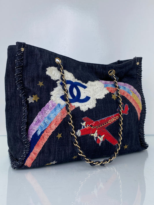 Chanel Denim & Multicolor CC Night Flight Tote Bag GHW