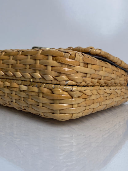Gucci Tan GG Wicker Basket Crossbody Bag GHW